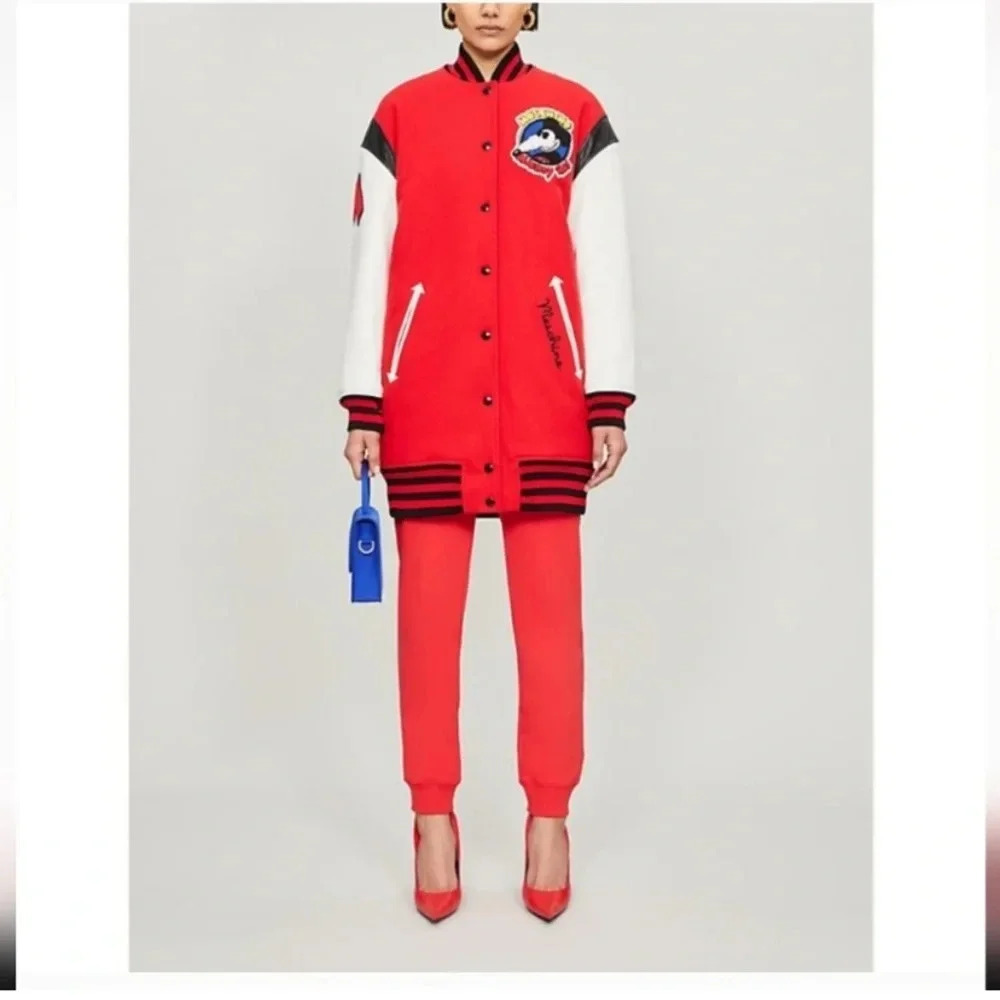 MOSCHINO Mickey Rat Patch Bomber Jacket In Red size S US 4​​​